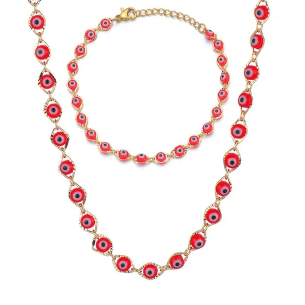 Red Evil Eye Stainless steel Set